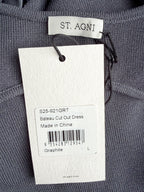 St Agni Grey Poplin Bateau Cut Out Dress