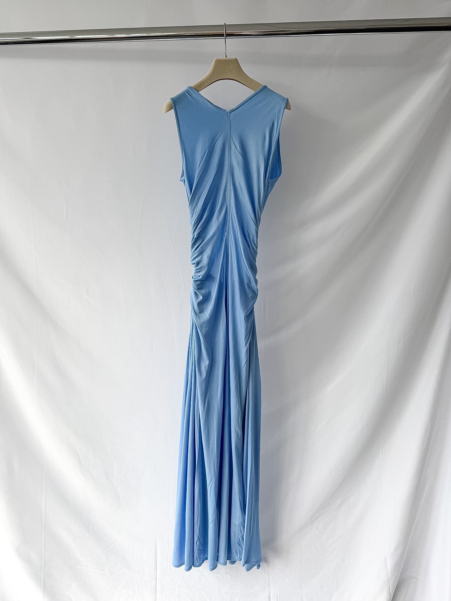 Bottega Veneta Light Blue Ring-detail Jersey Maxi Dress