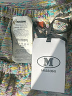 M Missoni Purple Yellow Turquoise Striped Metallic Shorts