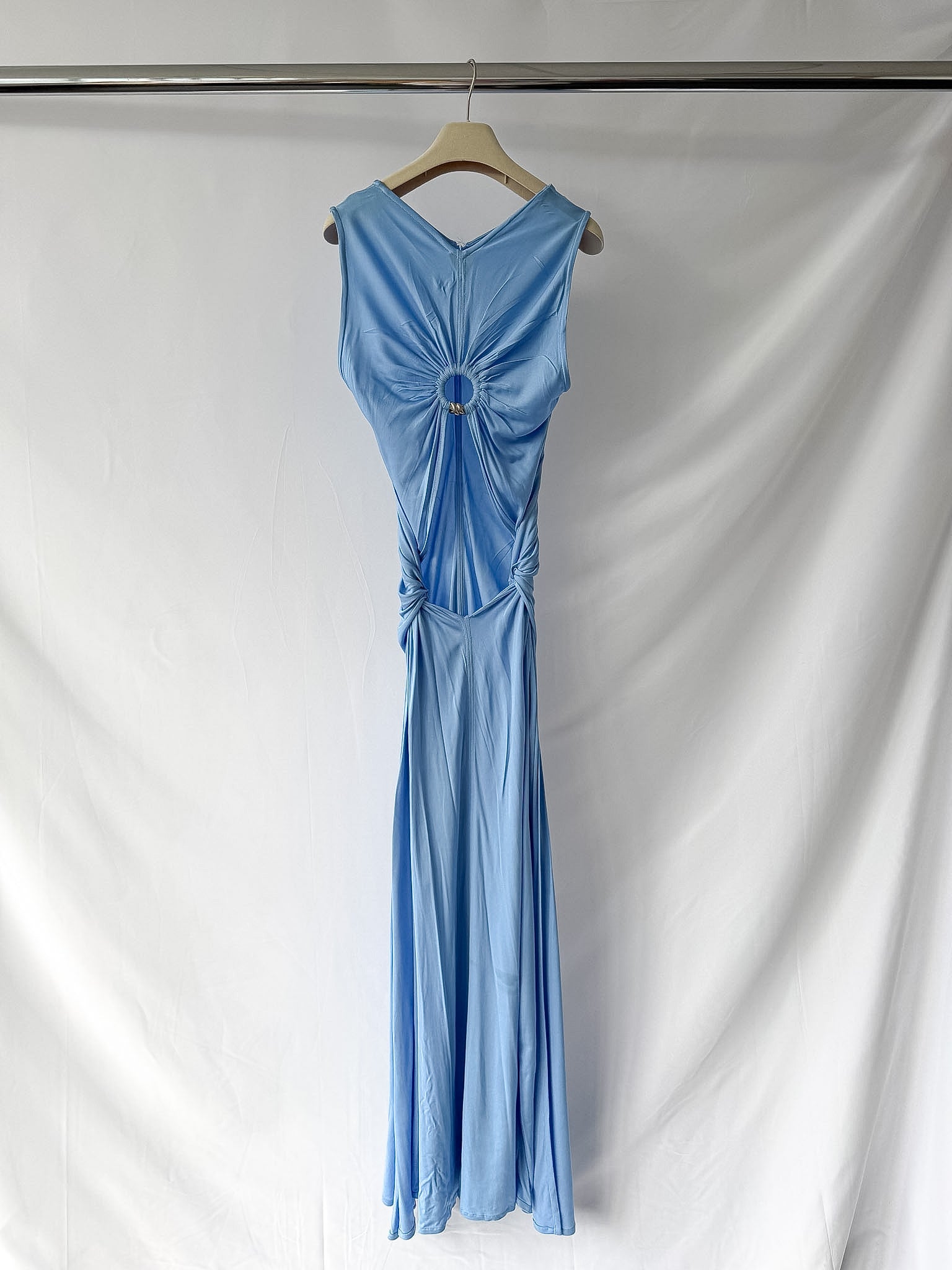 Bottega Veneta Light Blue Ring-detail Jersey Maxi Dress