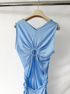 Bottega Veneta Light Blue Ring-detail Jersey Maxi Dress