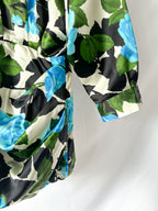 Richard Quinn Blue Floral Long Sleeve Silk Dress