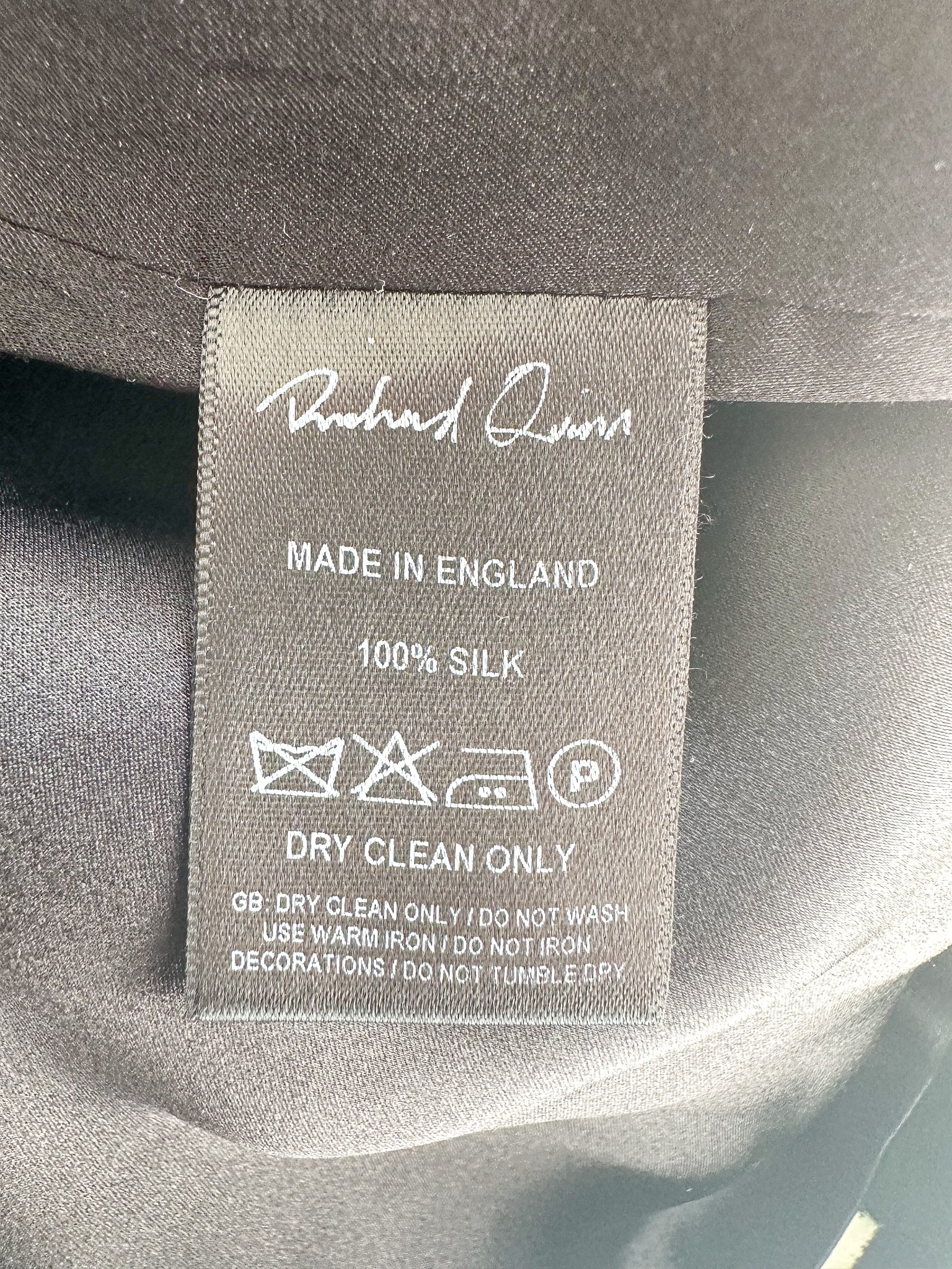 Richard Quinn Blue Floral Long Sleeve Silk Dress