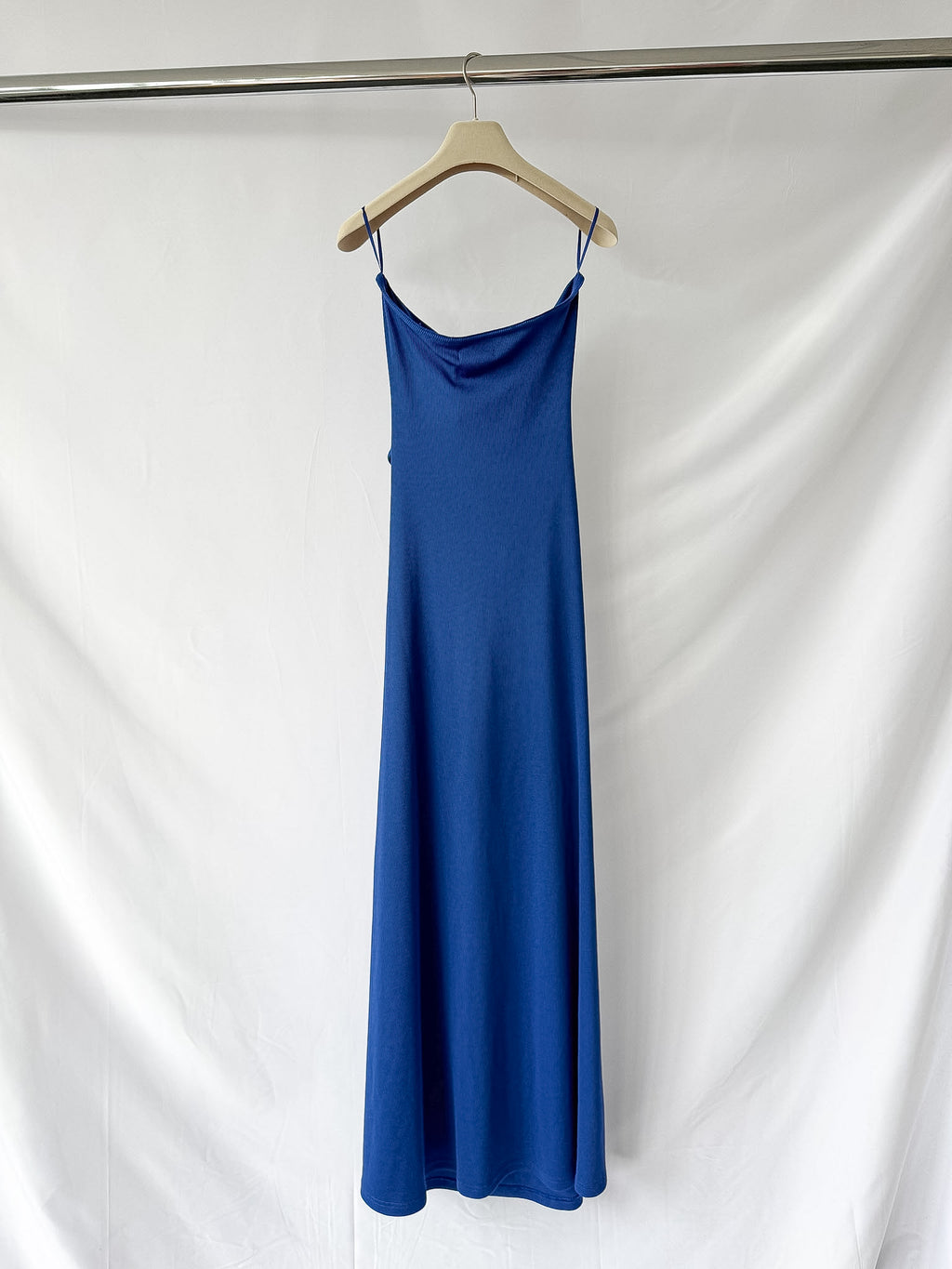 Christopher Esber Blue Paisley Metal Bar Ruched Disconnect Strapless Dress
