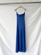 Christopher Esber Blue Paisley Metal Bar Ruched Disconnect Strapless Dress