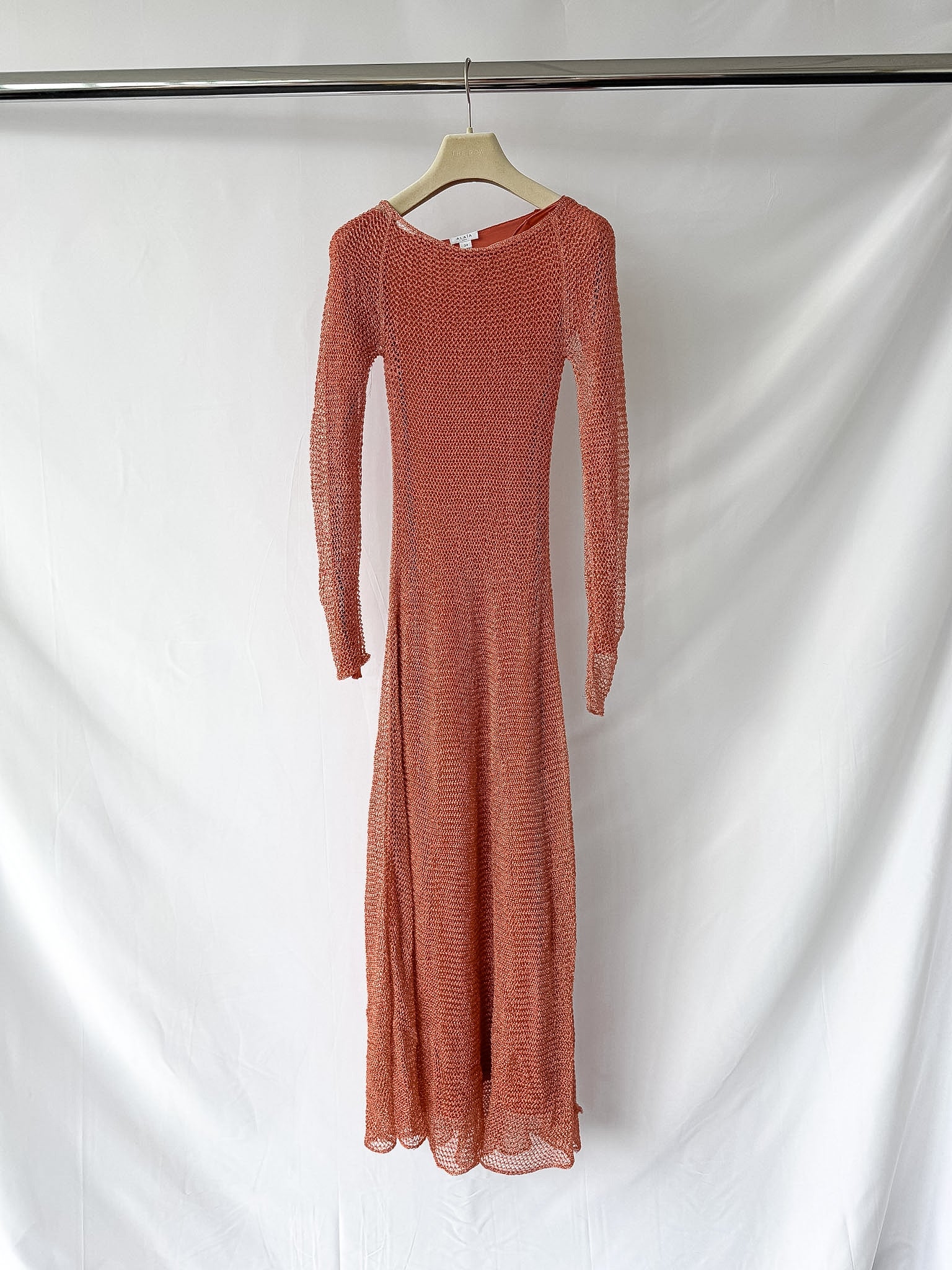 ALAÏA Runway Metallic open-knit midi dress