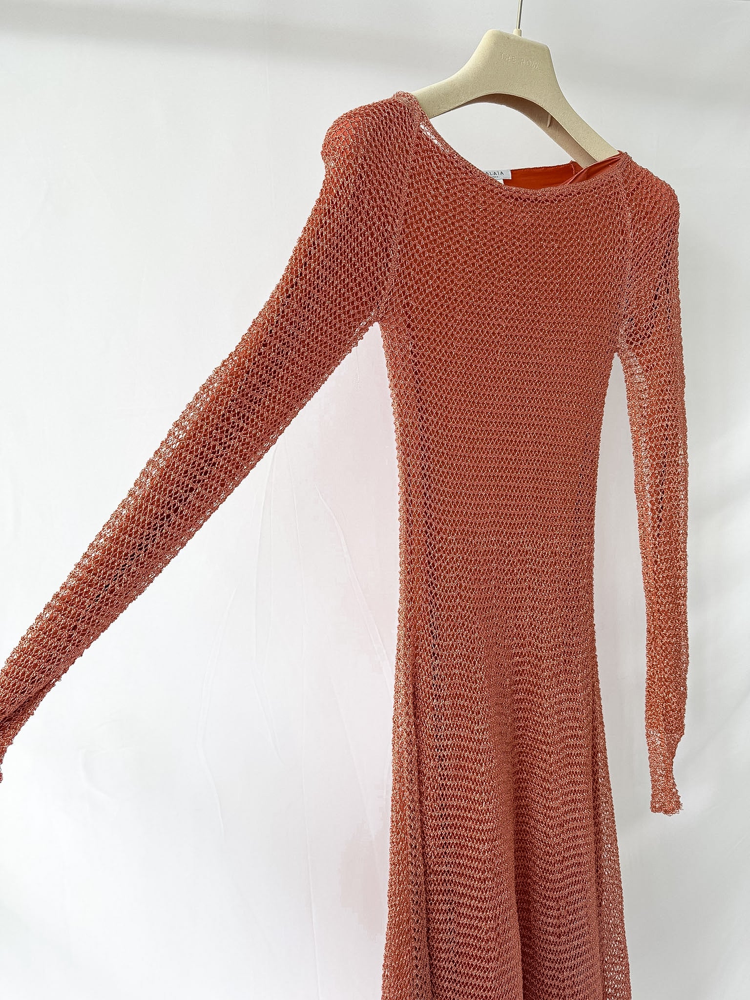 ALAÏA Runway Metallic open-knit midi dress