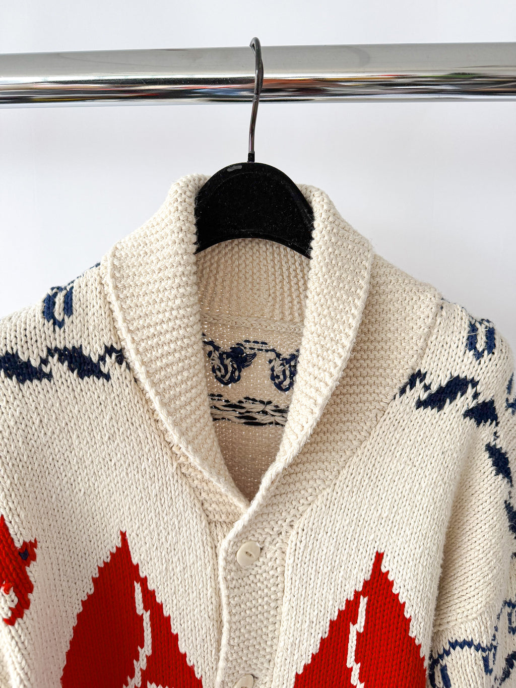 Ralph Lauren Nautical Print Shawl Neck Knitted Cotton Cardigan