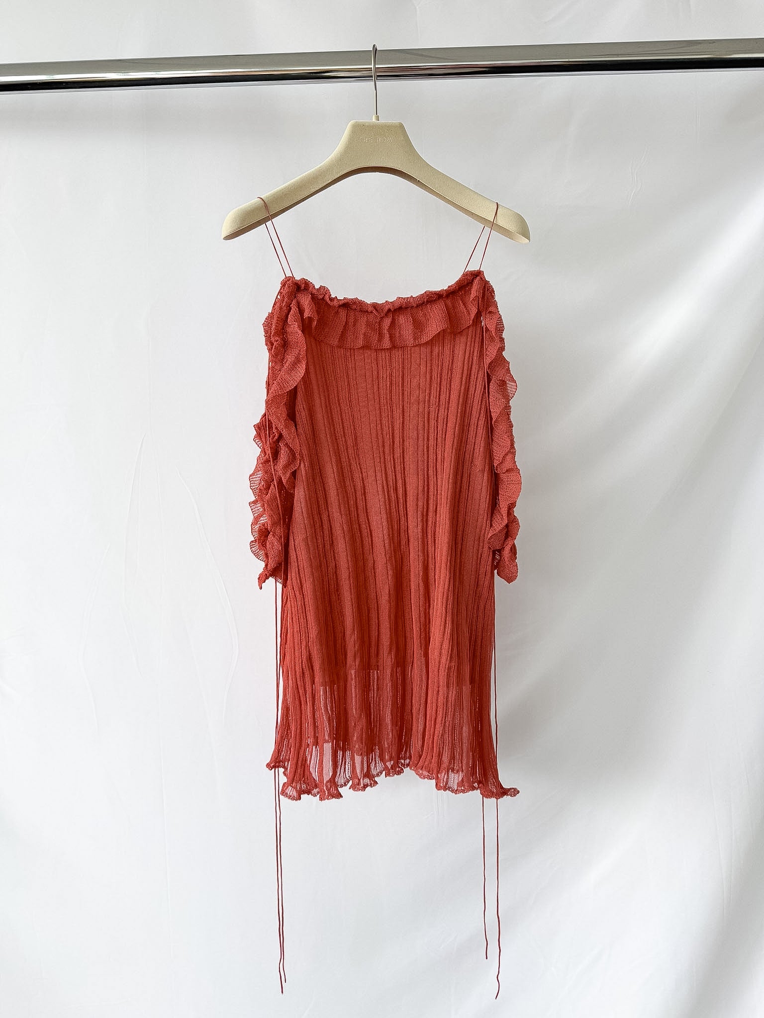 Valentino Plisse Cold Shoulder Frilly Dress