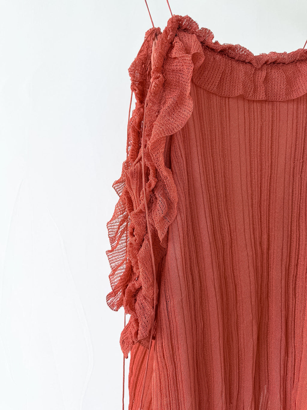 Valentino Plisse Cold Shoulder Frilly Dress