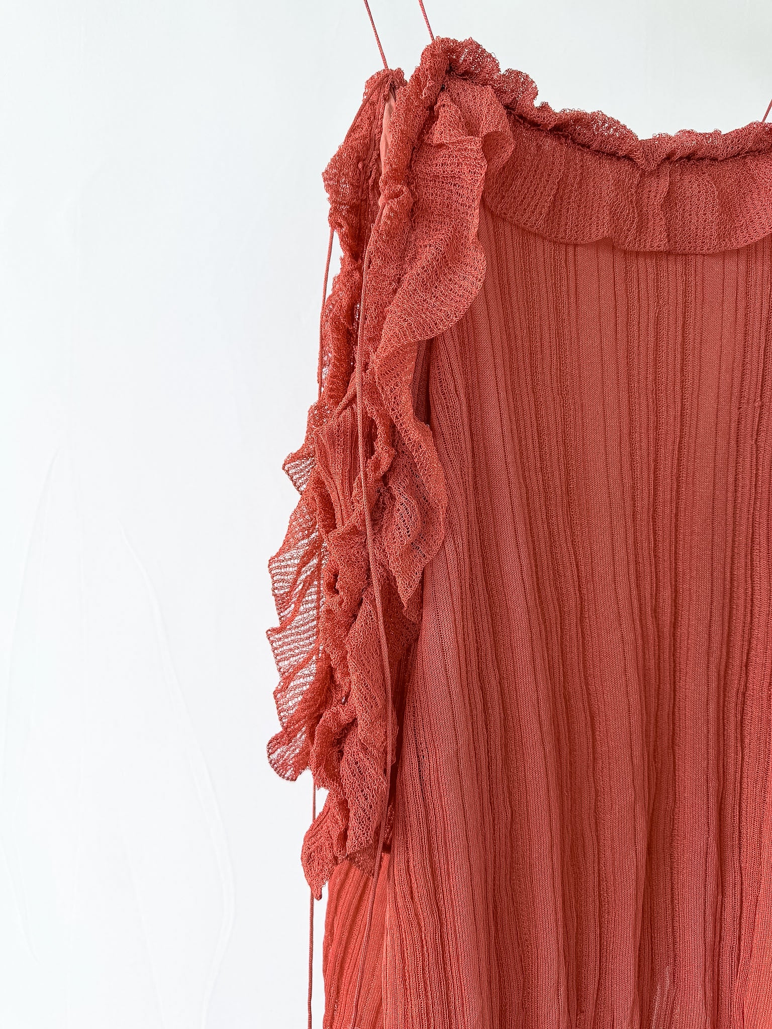 Valentino Plisse Cold Shoulder Frilly Dress