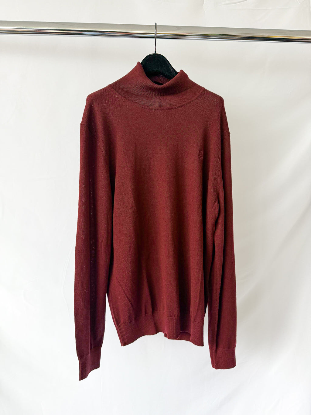 Pringle Of Scotland Merino Wool Polo Neck Jumper In Burgundy