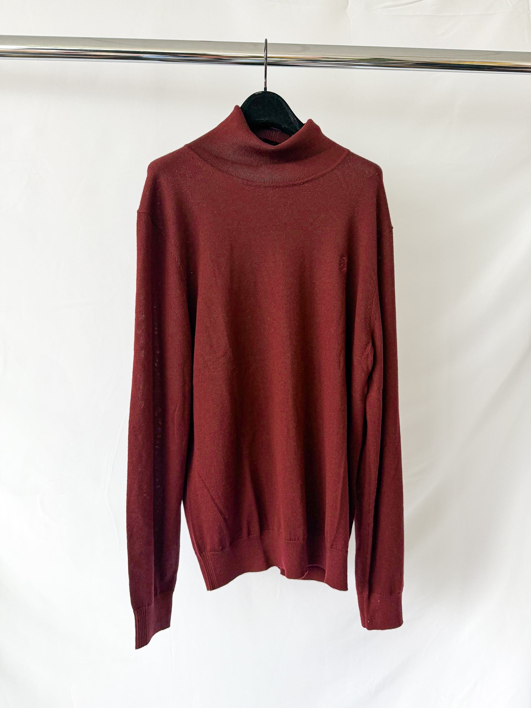 Pringle Of Scotland Merino Wool Polo Neck Jumper In Burgundy