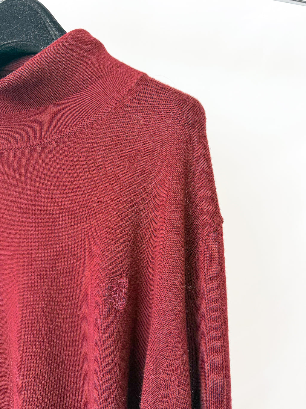 Pringle Of Scotland Merino Wool Polo Neck Jumper In Burgundy