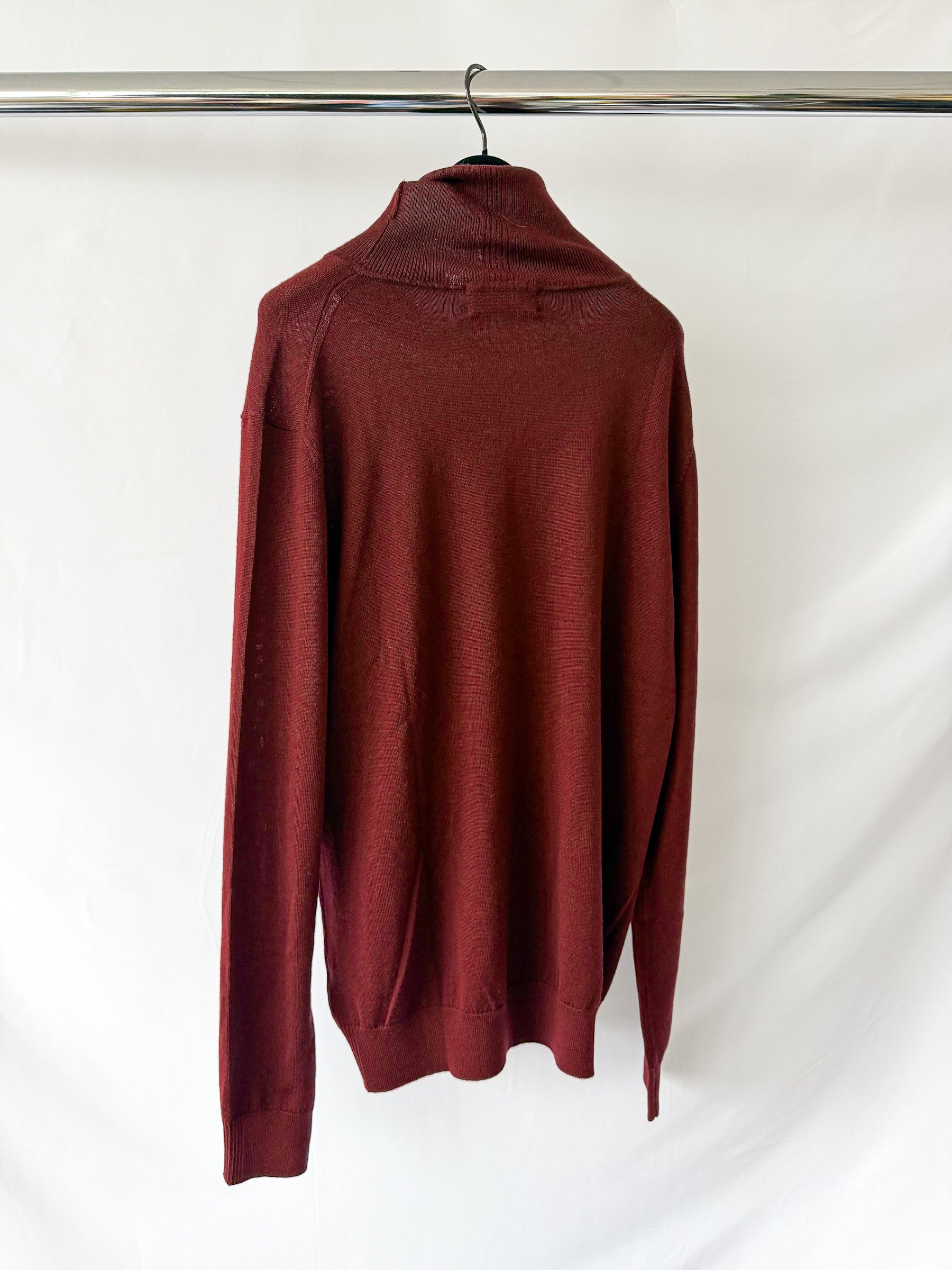 Pringle Of Scotland Merino Wool Polo Neck Jumper In Burgundy