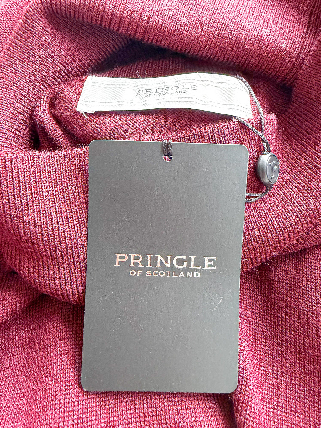 Pringle Of Scotland Merino Wool Polo Neck Jumper In Burgundy
