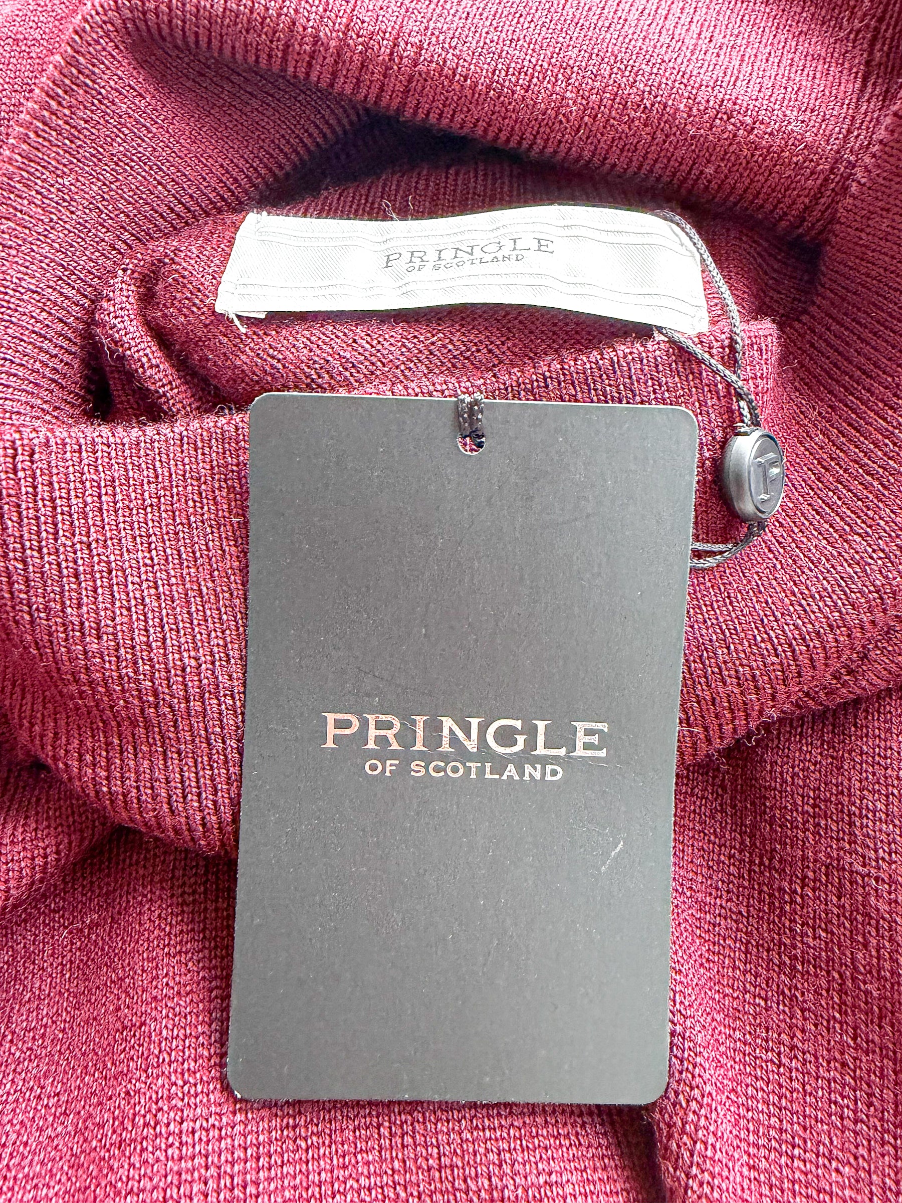 Pringle Of Scotland Merino Wool Polo Neck Jumper In Burgundy