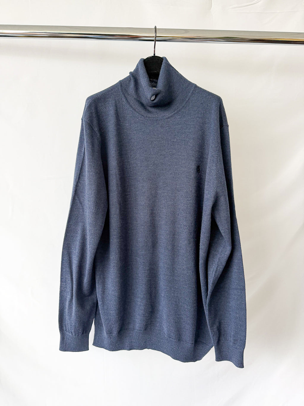 Pringle Of Scotland Merino Wool Polo Neck Jumper In Navy