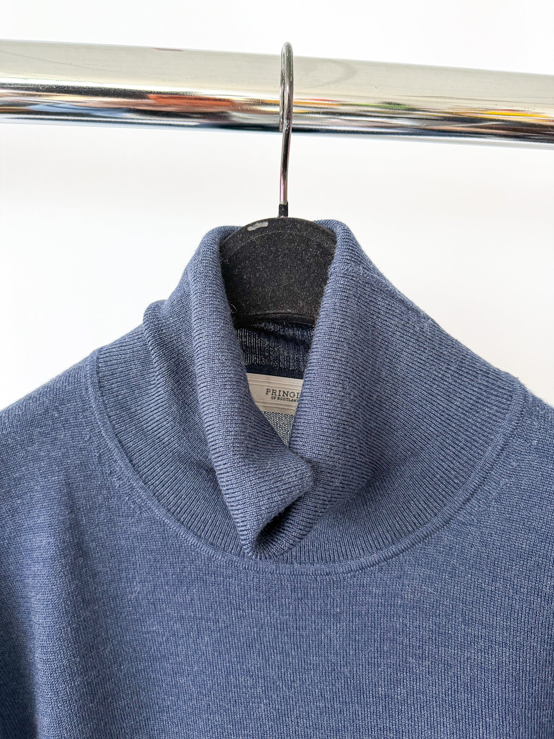 Pringle Of Scotland Merino Wool Polo Neck Jumper In Navy