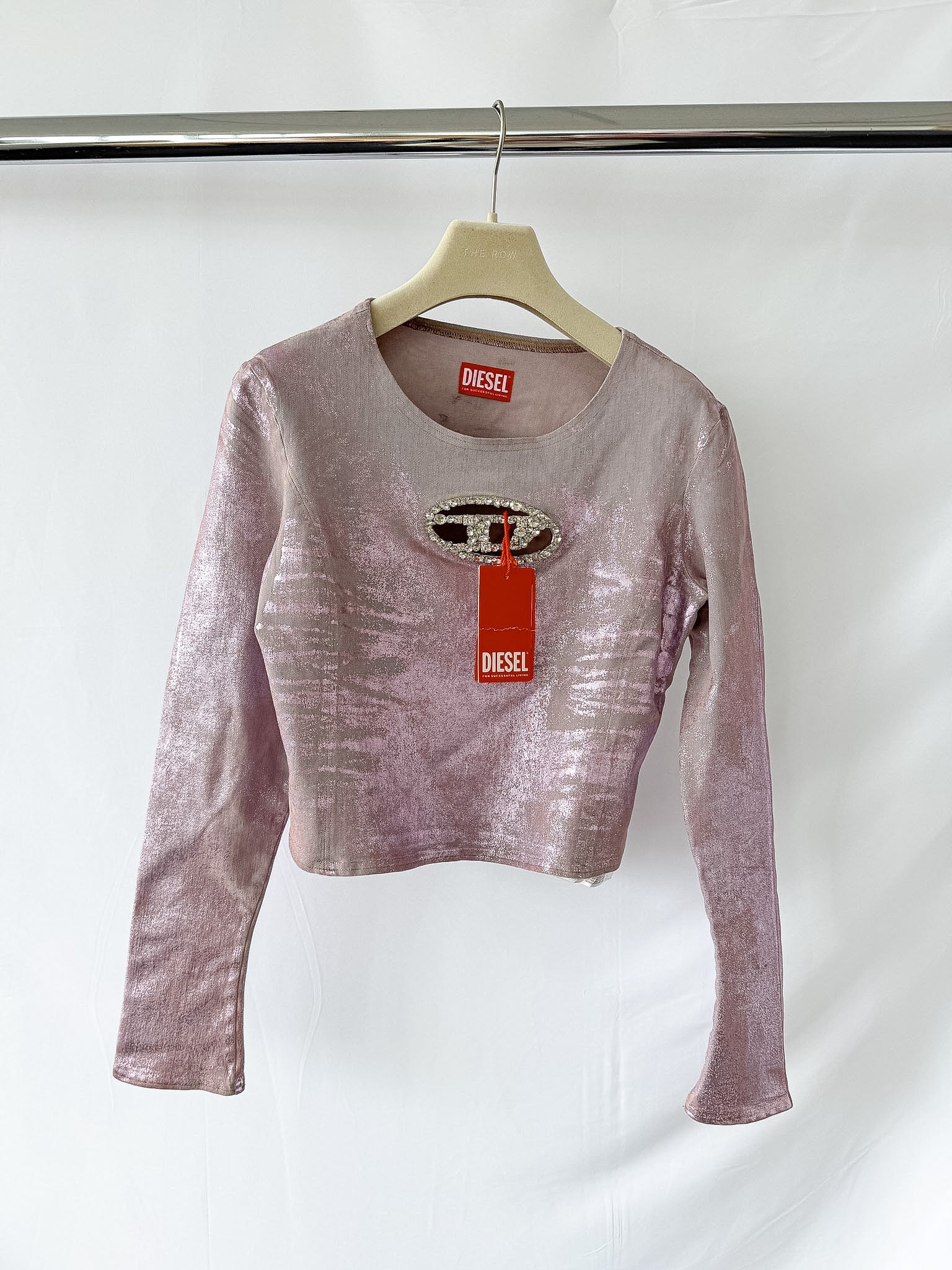 Diesel De-Top1-Fsd Crystal Embellished Logo Plaque Top