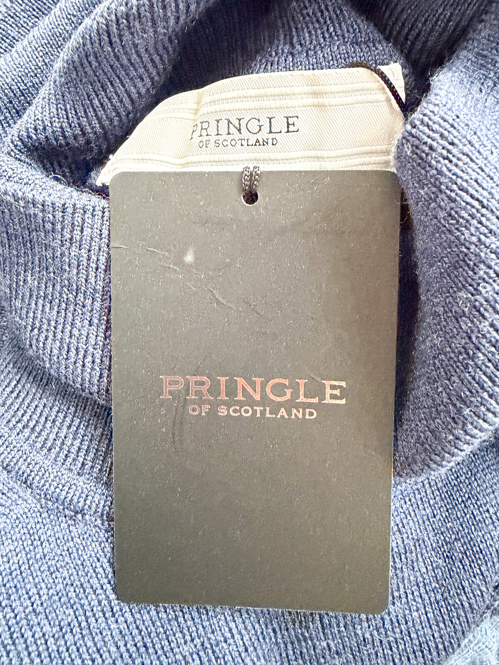 Pringle Of Scotland Merino Wool Polo Neck Jumper In Navy