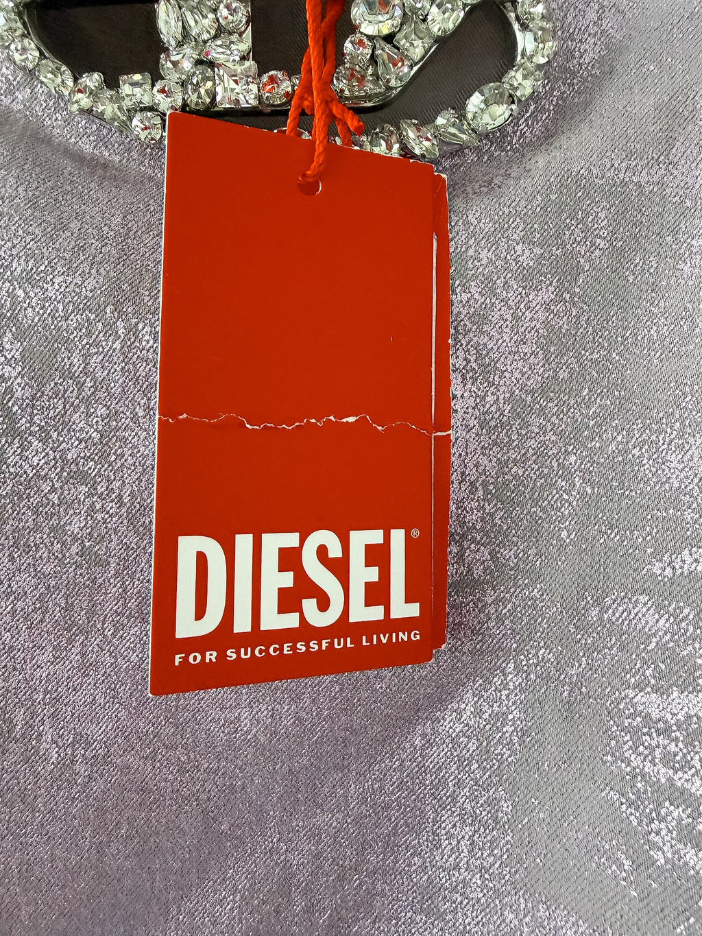 Diesel De-Top1-Fsd Crystal Embellished Logo Plaque Top
