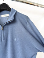 Pringle Of Scotland Qtr Zip Extra Fine Merino Wool Jumper In Blue