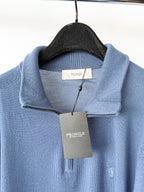 Pringle Of Scotland Qtr Zip Extra Fine Merino Wool Jumper In Blue