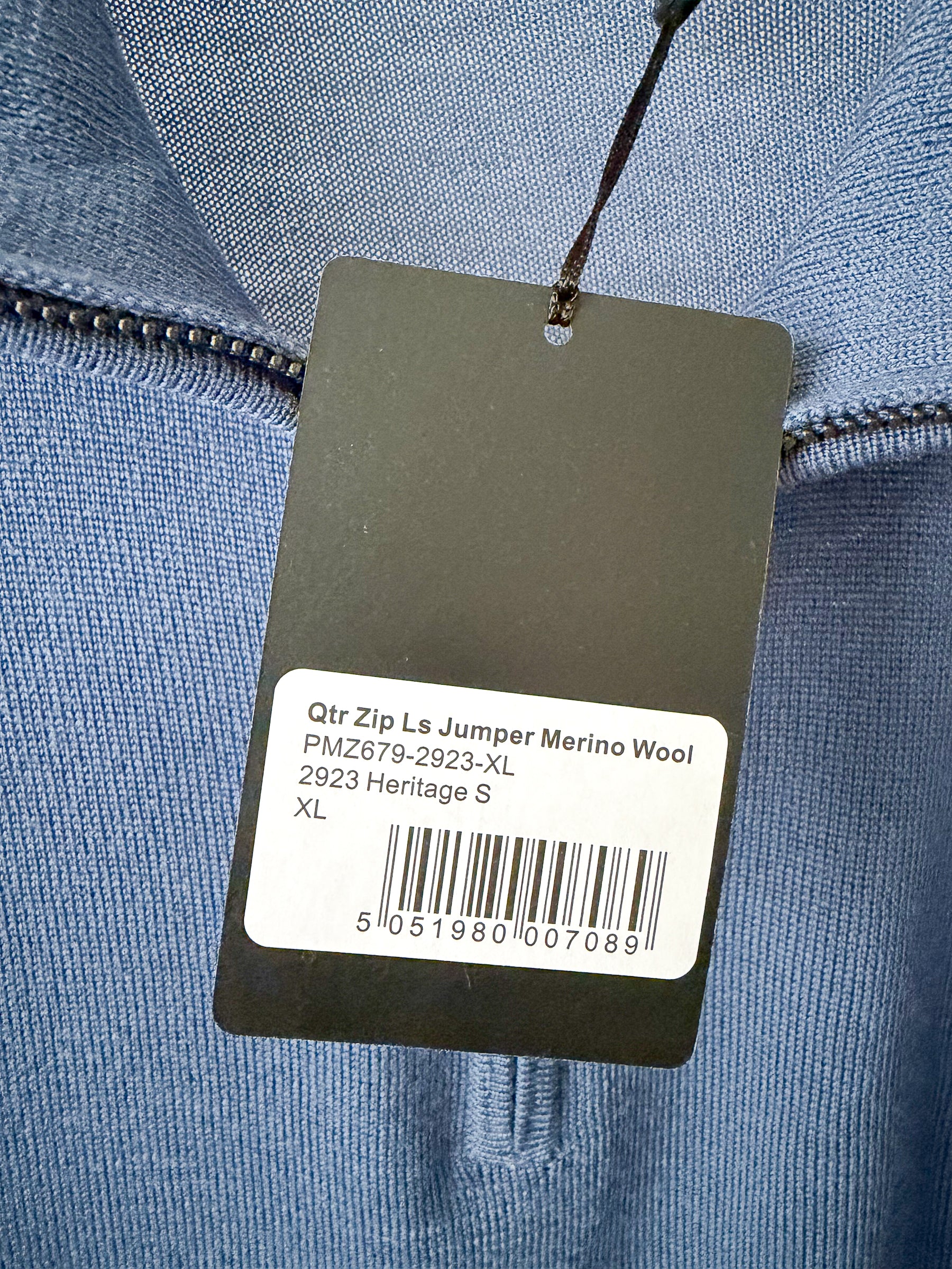 Pringle Of Scotland Qtr Zip Extra Fine Merino Wool Jumper In Blue