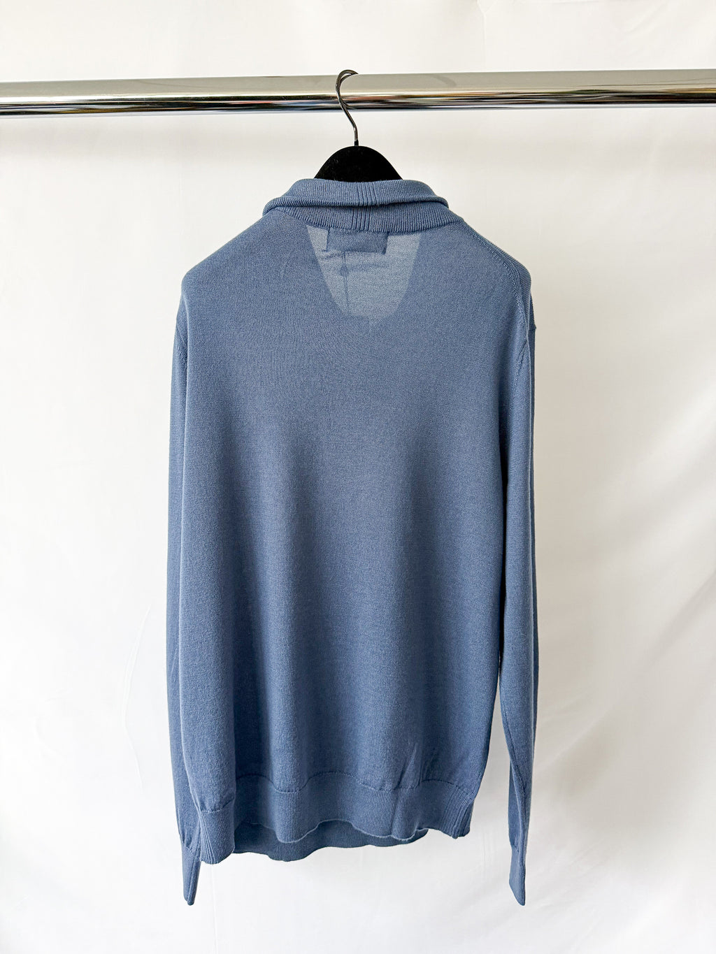 Pringle Of Scotland Qtr Zip Extra Fine Merino Wool Jumper In Blue