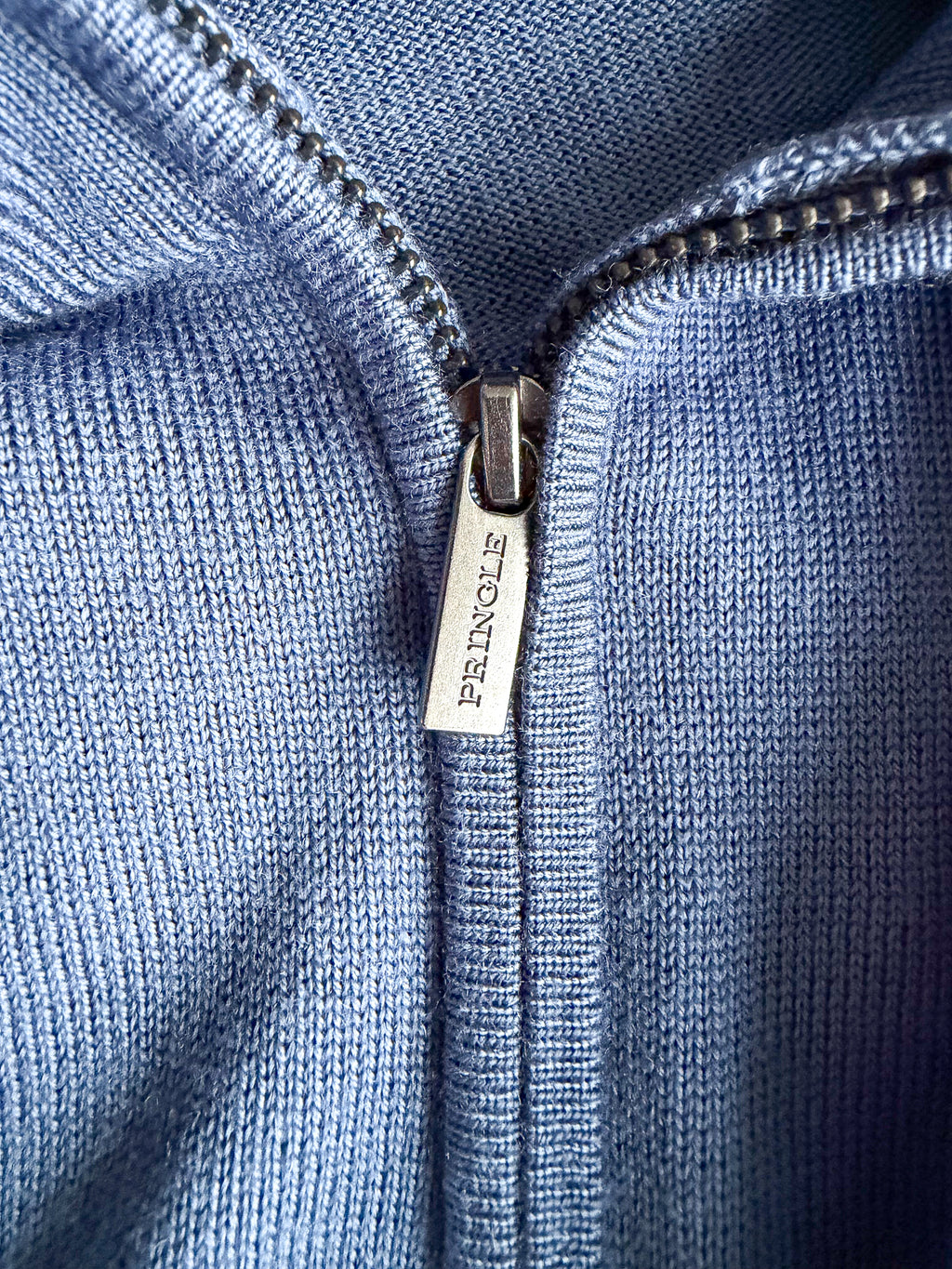Pringle Of Scotland Qtr Zip Extra Fine Merino Wool Jumper In Blue