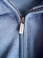 Pringle Of Scotland Qtr Zip Extra Fine Merino Wool Jumper In Blue