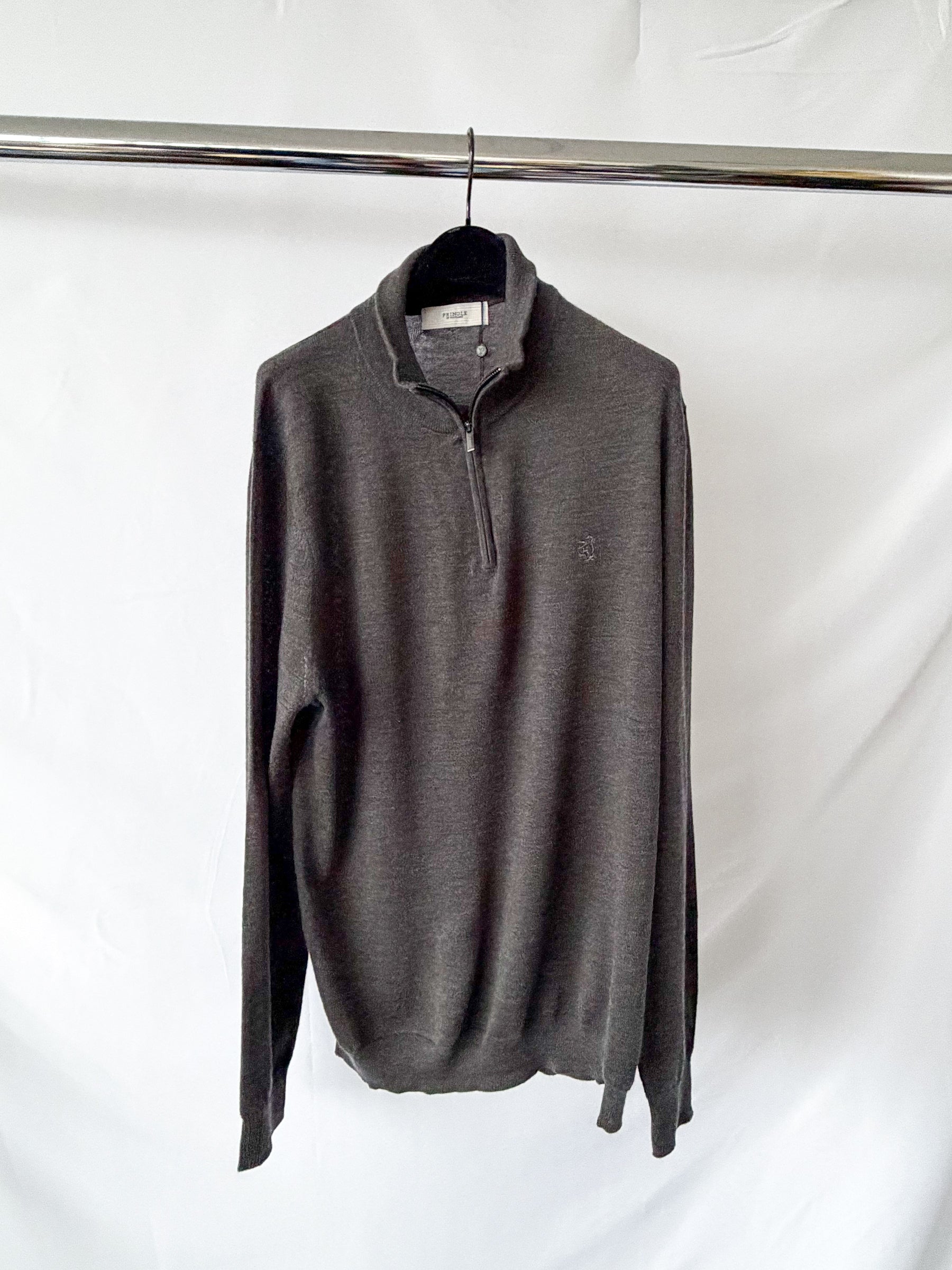 Pringle Of Scotland Qtr Zip Extra Fine Merino Wool Jumper In Grey