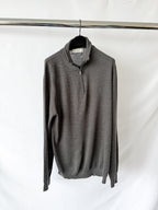Pringle Of Scotland Qtr Zip Extra Fine Merino Wool Jumper In Grey