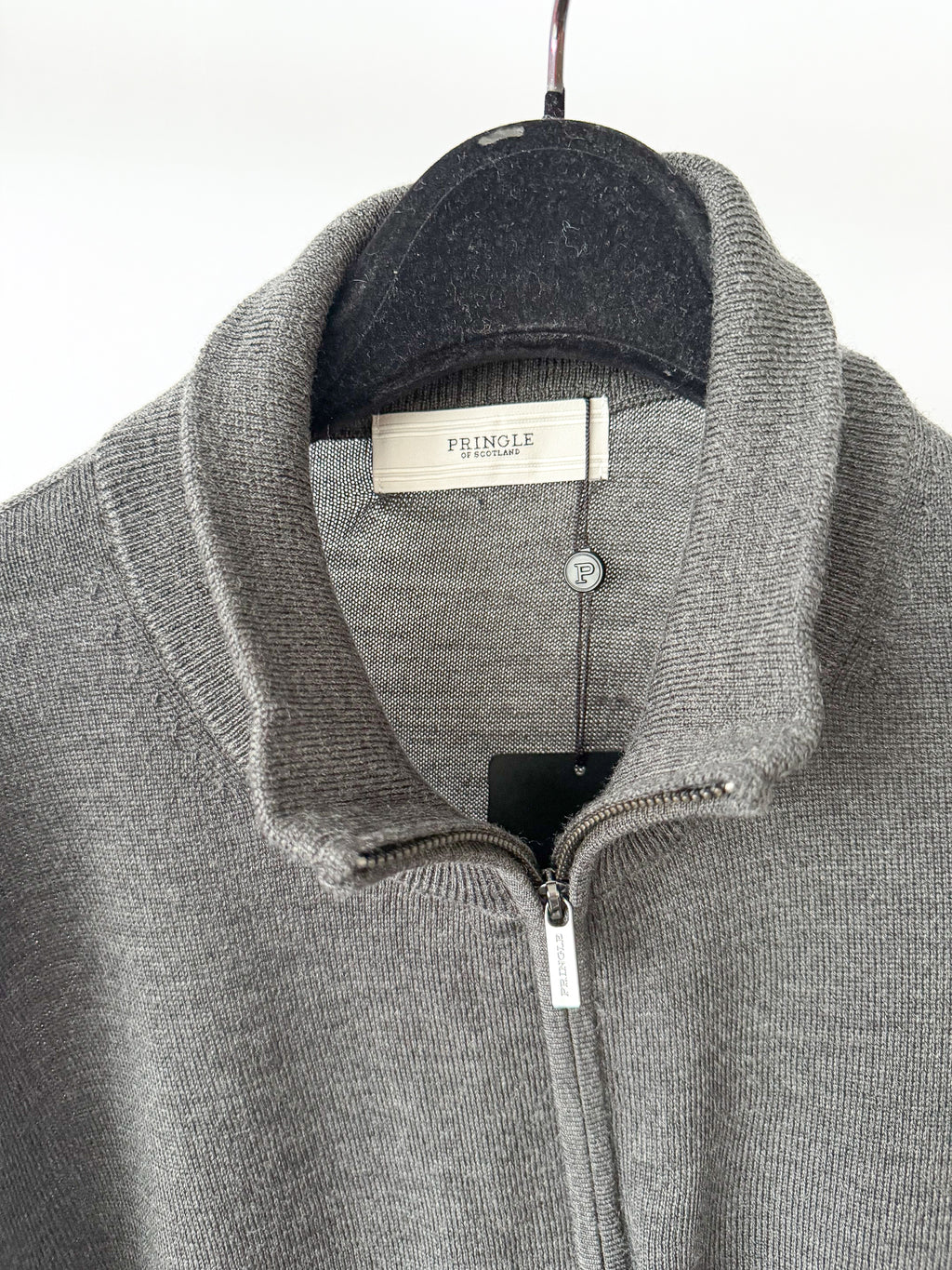 Pringle Of Scotland Qtr Zip Extra Fine Merino Wool Jumper In Grey