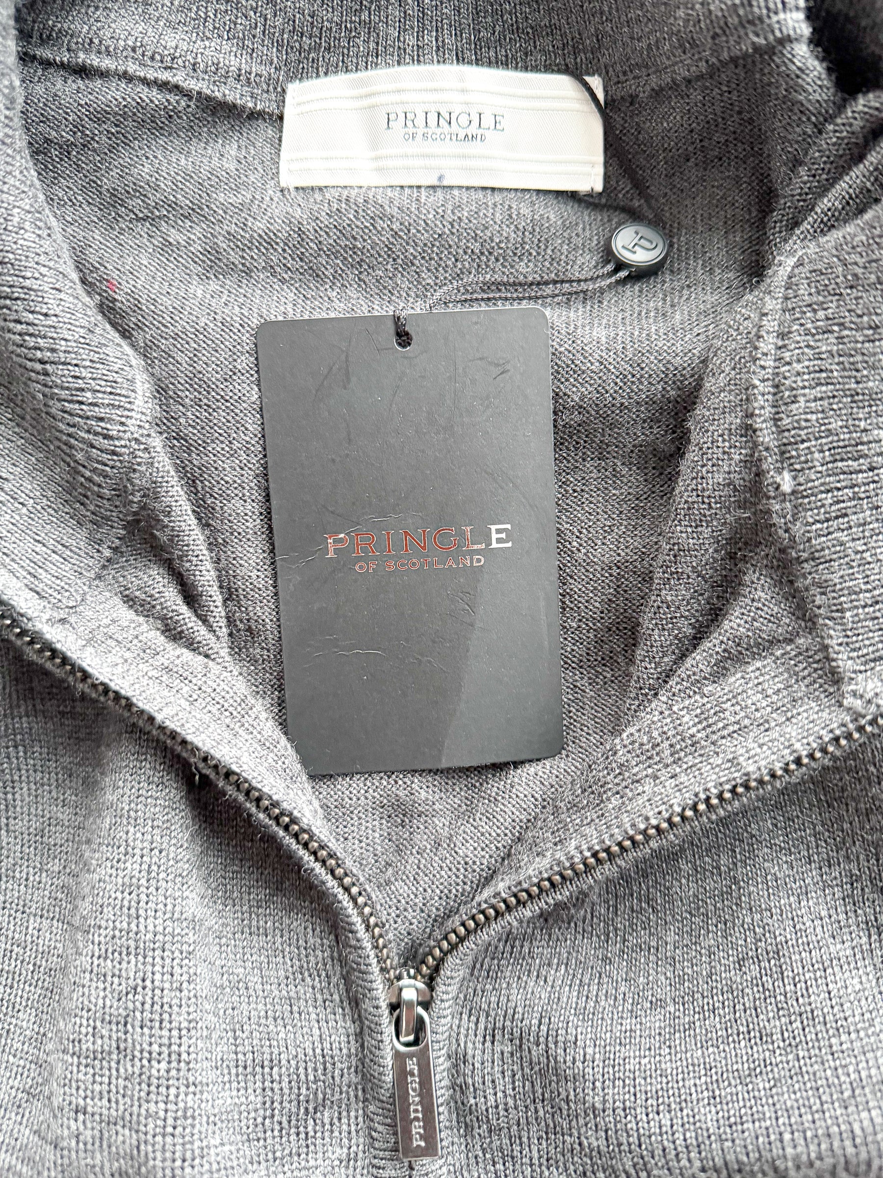 Pringle Of Scotland Qtr Zip Extra Fine Merino Wool Jumper In Grey