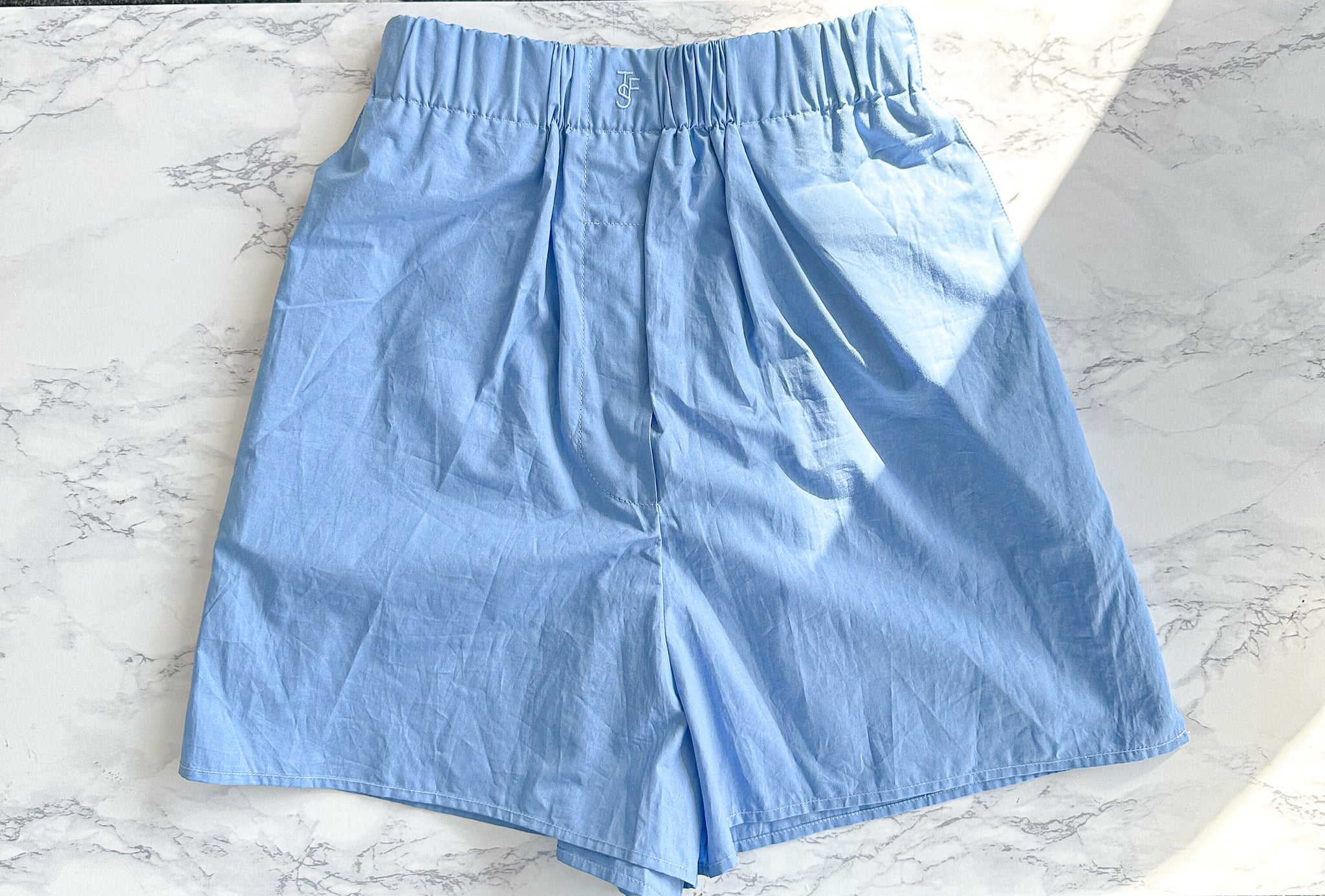 The Frankie Shop Blue Lui Logo Embroidered Front Cotton Boxer Shorts