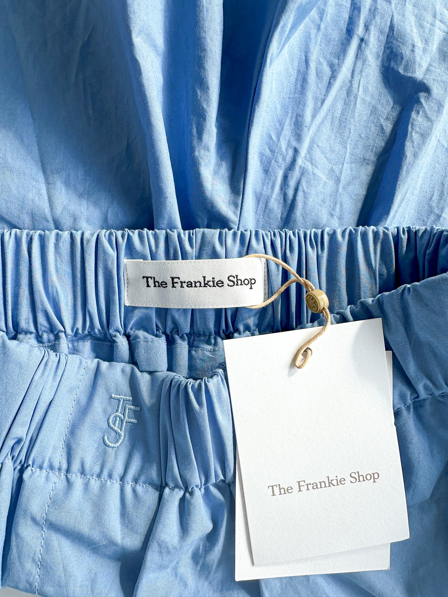The Frankie Shop Blue Lui Logo Embroidered Front Cotton Boxer Shorts