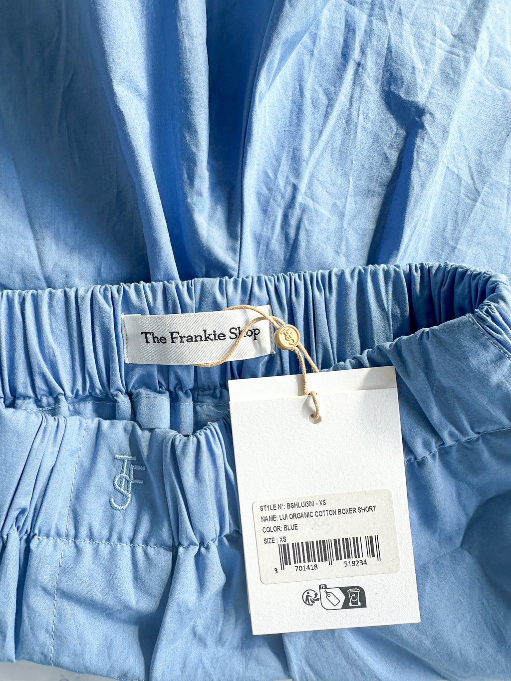 The Frankie Shop Blue Lui Logo Embroidered Front Cotton Boxer Shorts