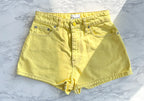 Ganni Yellow Denim Logo Shorts
