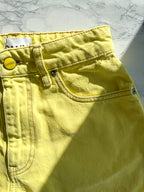 Ganni Yellow Denim Logo Shorts