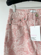 Ganni Pink Paisley-Print Organic Swigy Straight-Leg Jeans