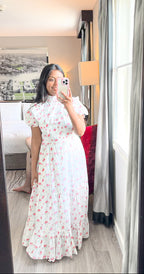 Amy Jane London Clara Floral Prairie Maxikleid mit hohem Kragen