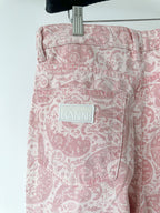 Ganni Pink Paisley-Print Organic Swigy Straight-Leg Jeans