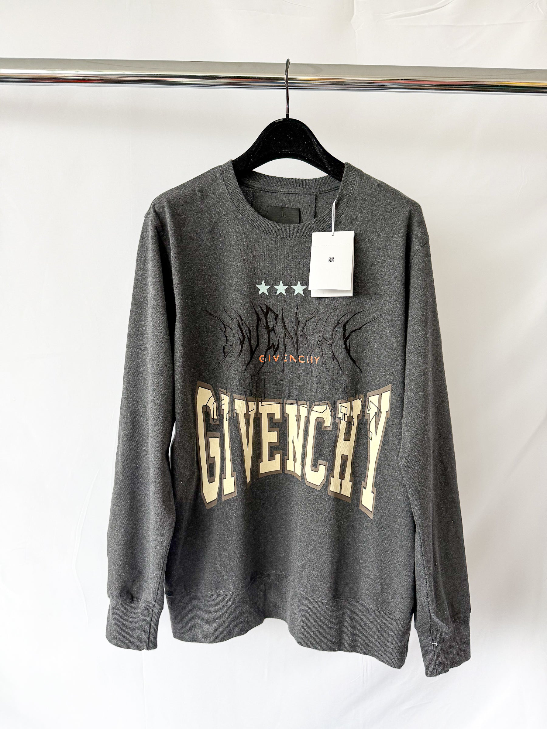 Givenchy Men's Multi Logo Crew Sweat in Charcoal