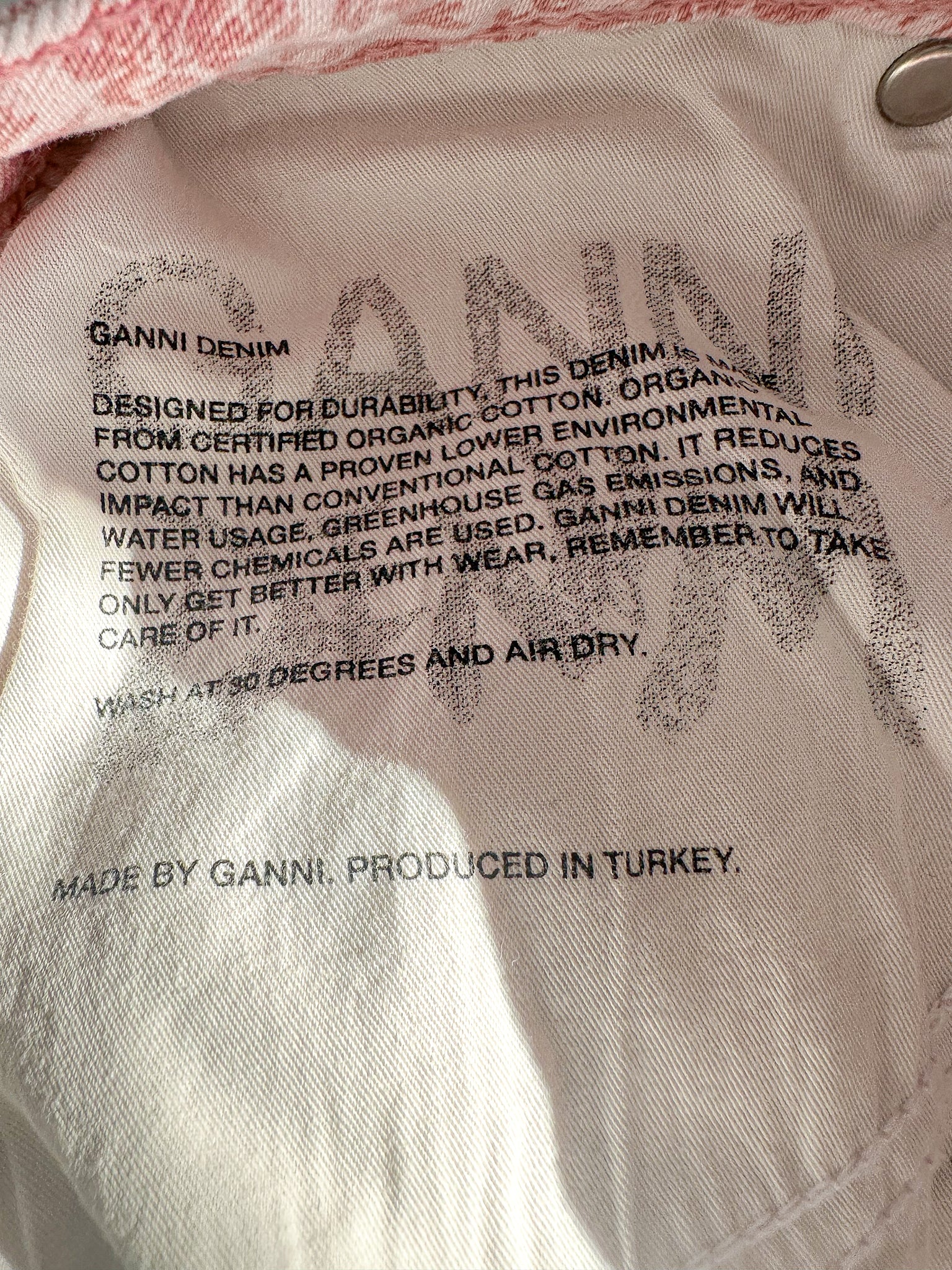 Ganni Pink Paisley-Print Organic Swigy Straight-Leg Jeans