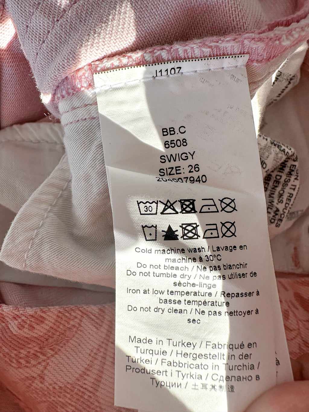 Ganni Pink Paisley-Print Organic Swigy Straight-Leg Jeans