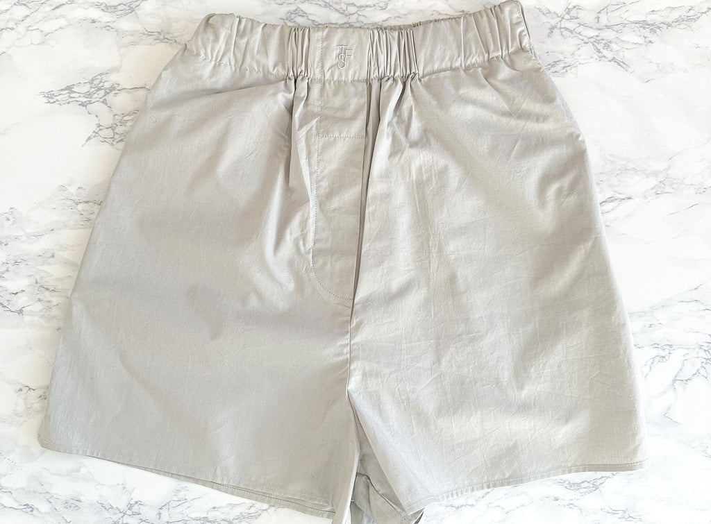 The Frankie Shop Grey Lui Logo Embroidered Front Cotton Boxer Shorts