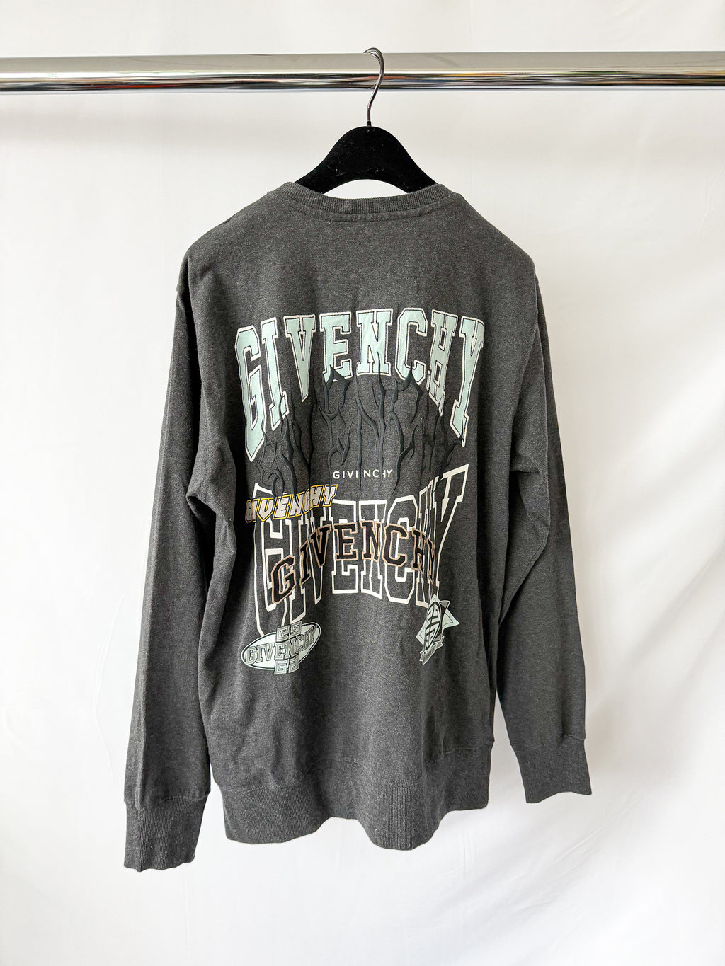 Givenchy Men's Multi Logo Crew Sweat in Charcoal