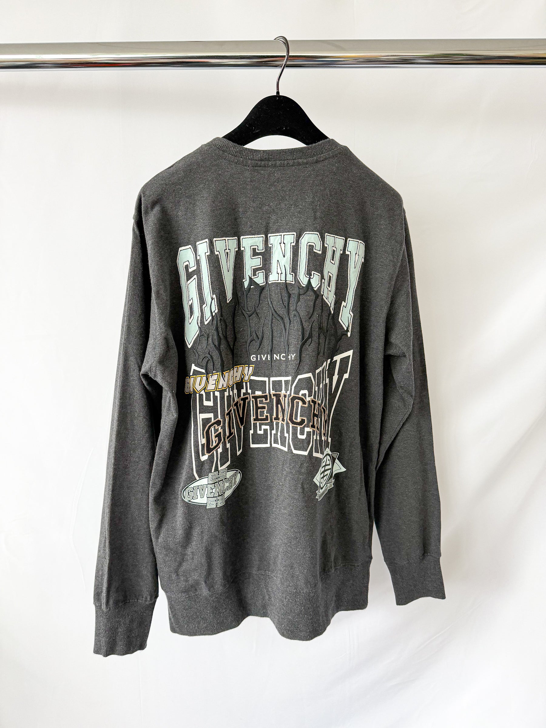 Givenchy Men's Multi Logo Crew Sweat in Charcoal